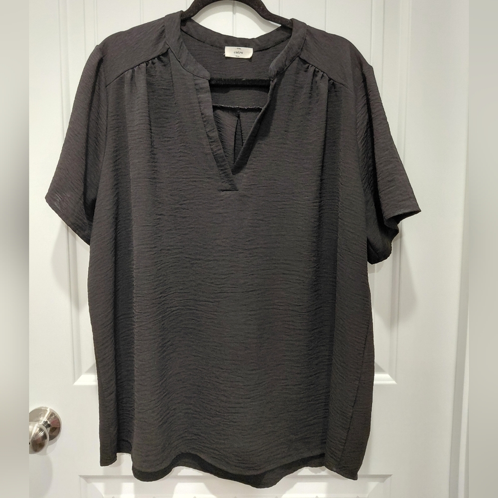 Entro Black Short Sleeve Blouse Sz XXL #0579
